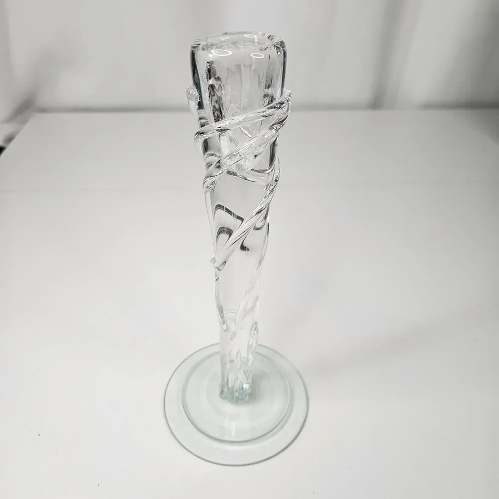 Vintage Crystal Twisted Cut Glass Vase UNIQUE One of a Kind 10